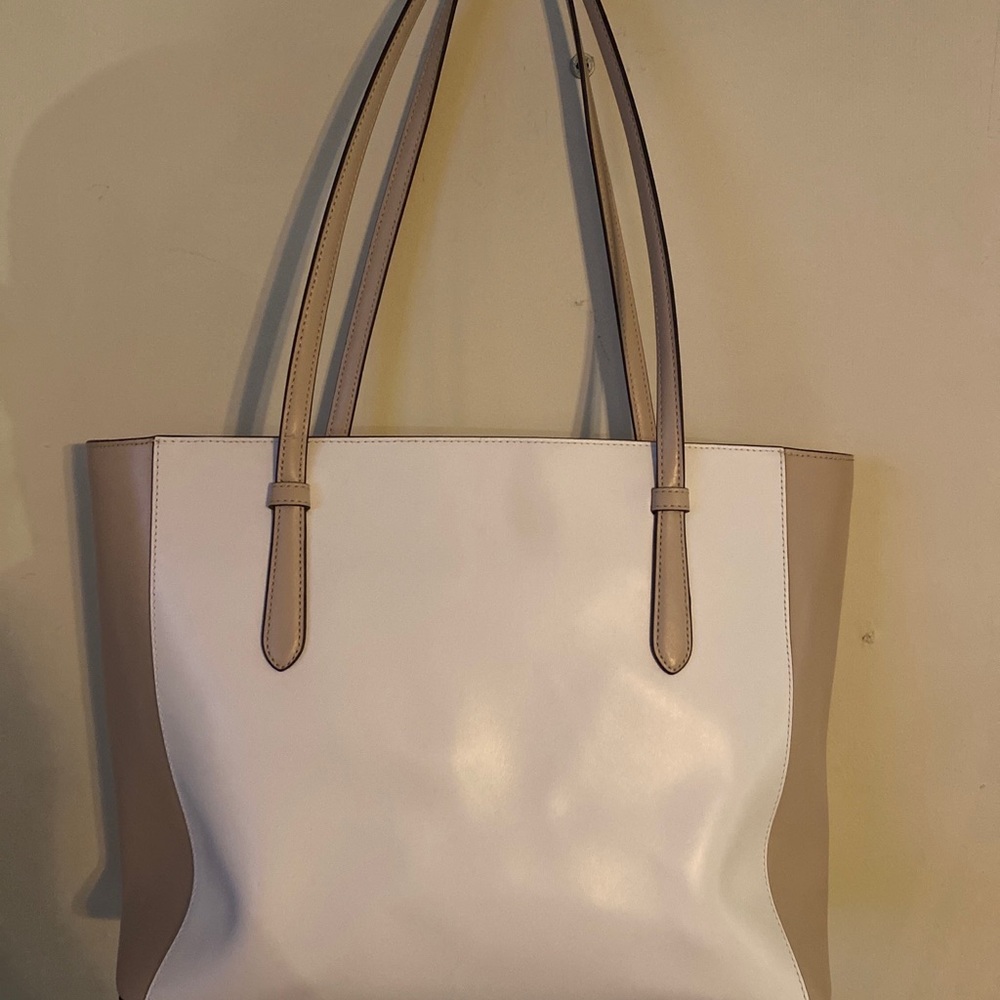 White and cream Kate Spade lucky tote
